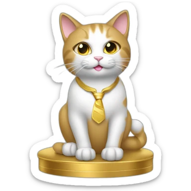 cat secretary sitting on top of the gold cloud sticker