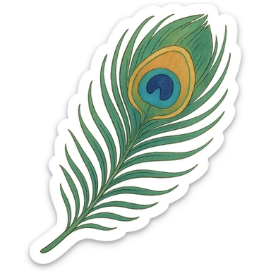 peacock feather in ghibli style sticker