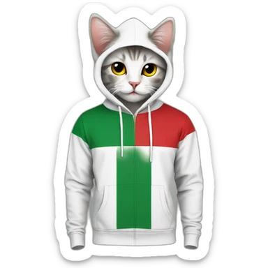 cat in Palestinian's flag's colors hoodie sticker