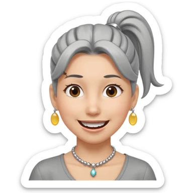 Female with Silver Necklace, grey skin,ponytail hair, different expressions. sticker