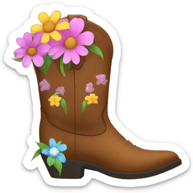 Cowboy boots with flowers sticker