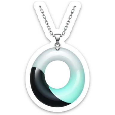 ethereal onyx pendant suspended midair, shimmering silver chain invisible, glowing faintly sticker