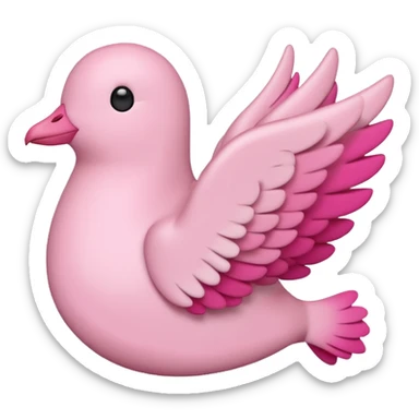 a minimalist emoji of a pink peace dove with pink hearts around it sticker