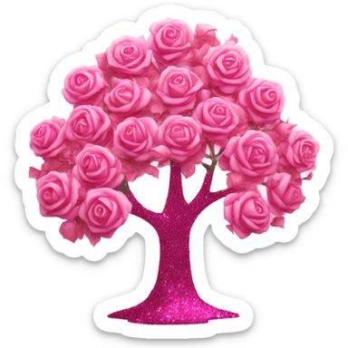 Pink tree made of roses with glitter sticker