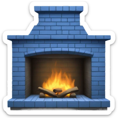 blue brick fireplace  sticker