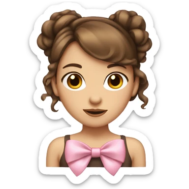 brown haired girl with a coquette bow sticker