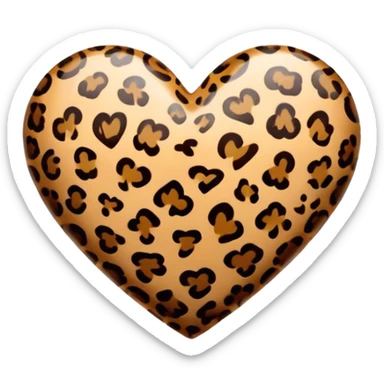 Glossy leopard print heart sticker
