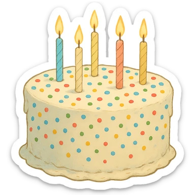 white birthday cake with sprinkles and candles sticker