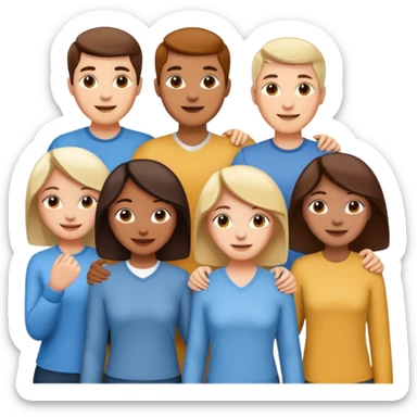 group of people standing together, showing unity and loyalty, cheerful expressions sticker