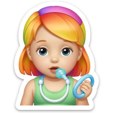 a rainbow skin baby girl with pacifier sticker
