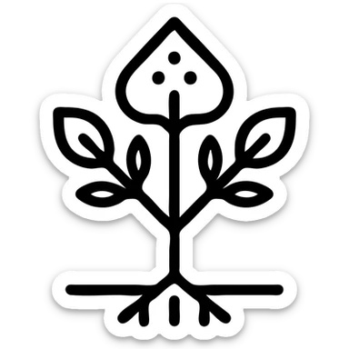 tree growing from the ground, Slavic folk art style, minimal detail, traditional neutral folk art palette, suitable for favicon, logo, and emoji sticker