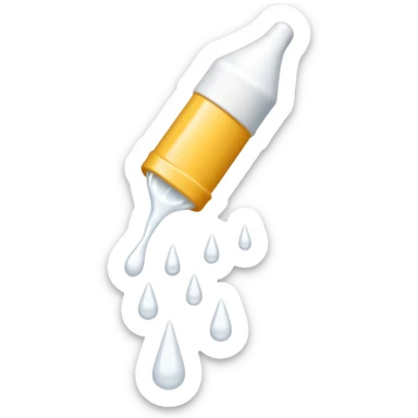 individual white glue white drops falling and dripping down out of a tube, all white sticker