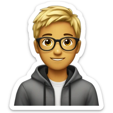 A teenager boy with black sweet and glasses  sticker