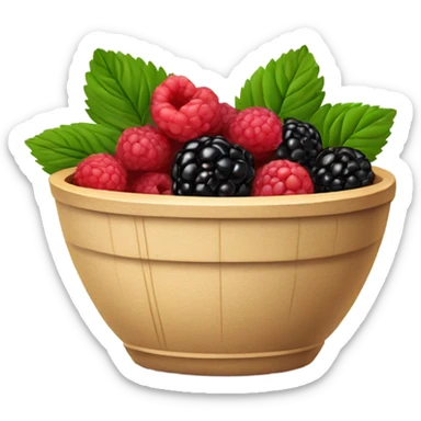 Square bowl of blackberries and raspberries  sticker