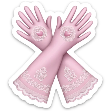 Pair of women’s pale pink opera gloves, lace sticker