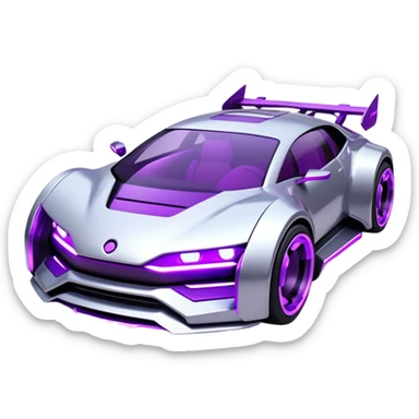 futuristic silver and purple cyberpunk car sticker