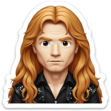 Dave Mustaine with long reddish blonde hair, black sequin outfit  sticker