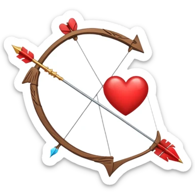bow and arrow with red heart in the middle sticker