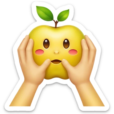 happy yellow apple with hands sticker