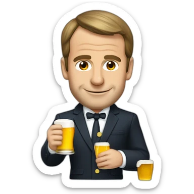 Macron qui boit une bière sticker