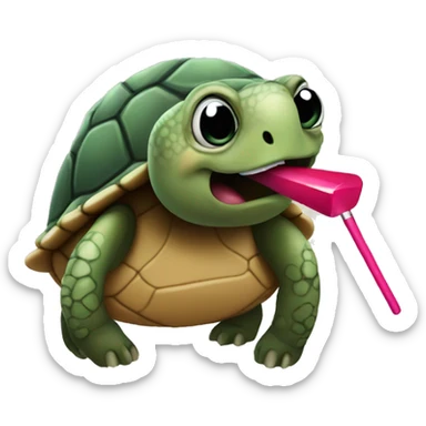 Turtle with lipstick and long nails  sticker