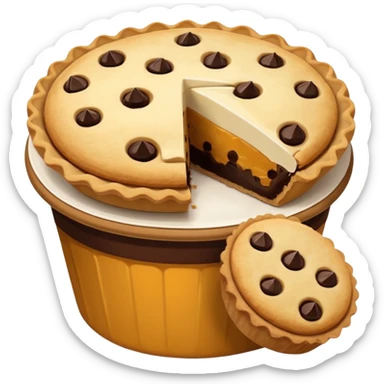 Baking community humanless avatar in clean emoji-style illustration. Pie, cookie, and muffin warm golden tones, simple shapes, flat design, high contrast, cozy and friendly. sticker