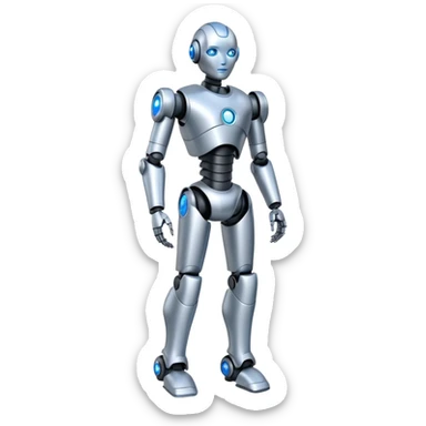 Robots Humanoid – Silver android with glowing eyes, human shape, full body sticker
