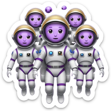 Purple alien floating with jetpack, white Astronauts sticker