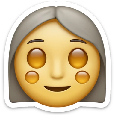 A neutral-colored emoji face (light gray or pale yellow) with half-closed eyes, small dark circles underneath, and a tiny straight-line mouth. A small power symbol (⏻) floats above the head or appears faded on the forehead, suggesting low energy or mental exhaustion. sticker