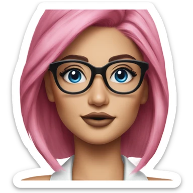 Photo Realistic kylie jenner stylish pink hair BLUE eyes and glasses elegant  sticker