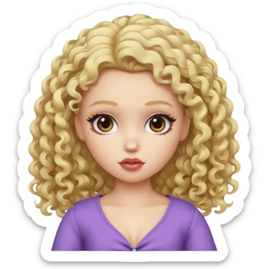 pretty bratz baddie, pale skin, blonde curly hair sticker