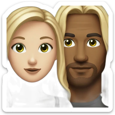 Dwayne Jhonson and White girl green eyes ans very long dark blond hair sticker