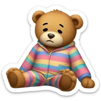 Sleeping teddy bear in pajamas sticker