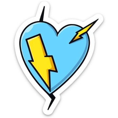 heart with a lightning bolt, cartoonish sticker