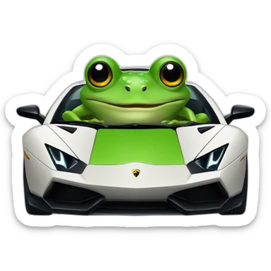 A frog in a Lamborghini  sticker