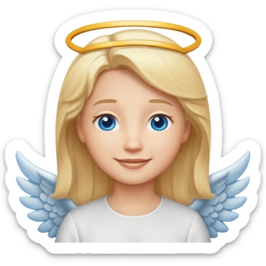 angel emoji blonde hair, blue eyes and smiling sticker