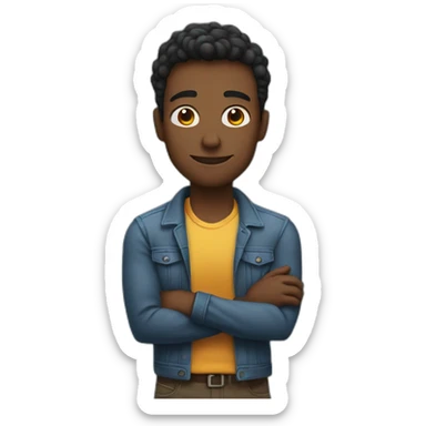 Man crossing his arms with pride sticker