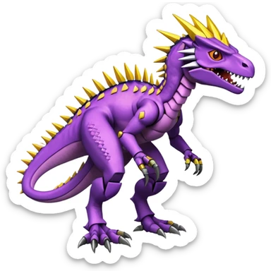 Cool Edgy Purple Yellow Digimon-Fakemon-Guilmon-Velociraptor-Dragon-Mecha full body sticker