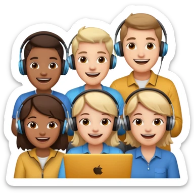 Personas reunidas charlando entre amigos en videoconferencia sticker