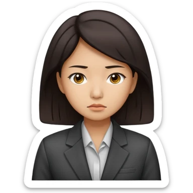 sad asian women office worker sticker