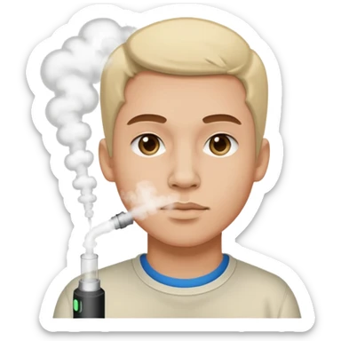 face with steam from nose vape sticker