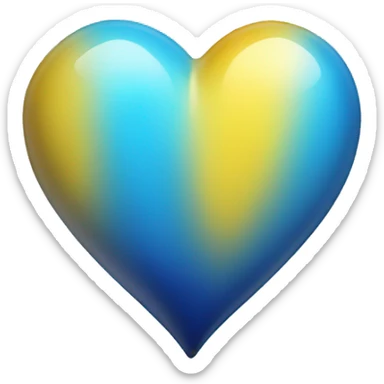 Shiny Yellow and blue ombré heart sticker
