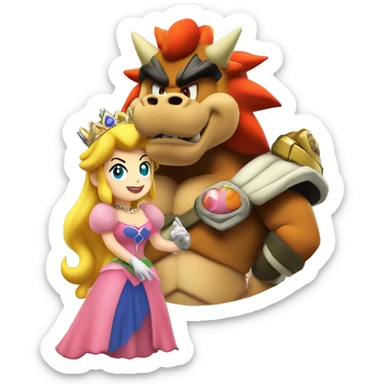 princess peach with bowser sticker