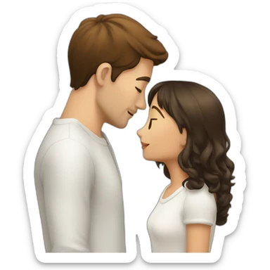 brune petite kiss a white tall guy sticker