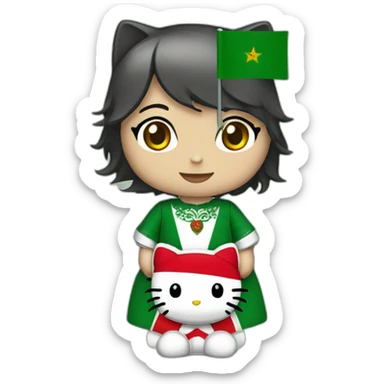 Hello kitty with an Algerian flag sticker