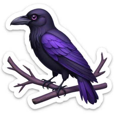 black raven with purple eyes sticker