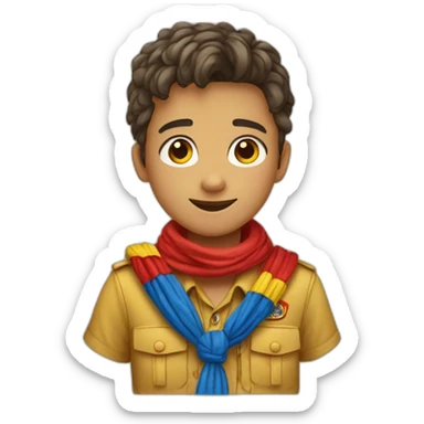 Scout boy with a RED ans YELLOW knotted scarf ans à blue scout shirt sticker