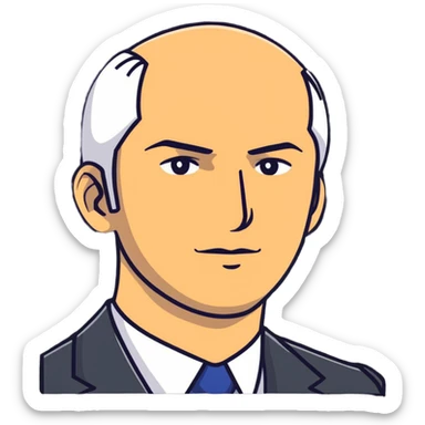 A successful-looking man named Alex Cansani with a professional appearance sticker