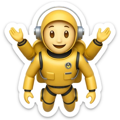 create an emoji of a smiley riding a jetpack sticker