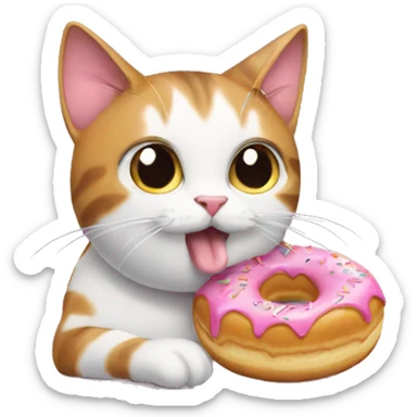 Cat eating donut sticker